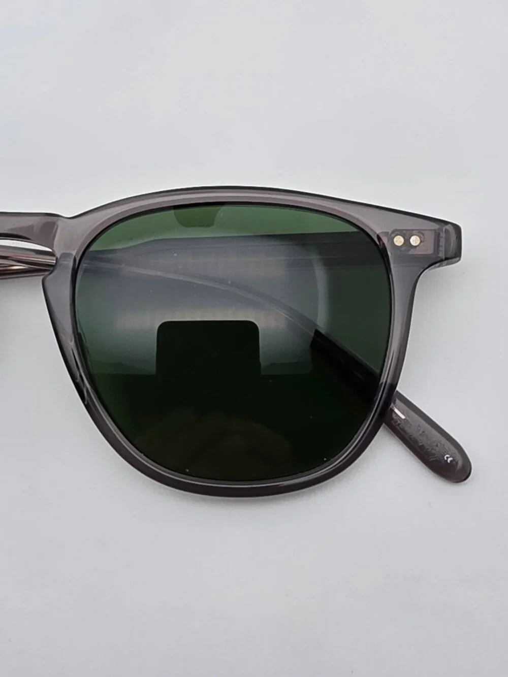 Garrett Leight Brooks Grey Frame Polarized Pure Green Lens Sunglasses w/ Case